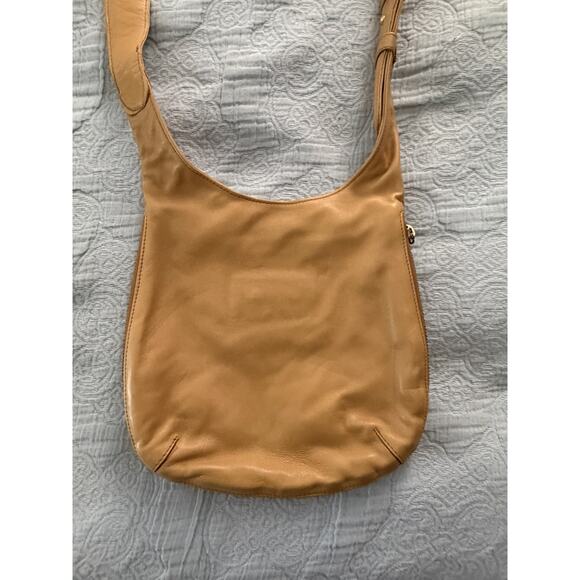 Vintage Donna Karan Purse Handbag Leather Butterscotch Tan Zipper Slim 90s Y2K - Picture 7 of 8